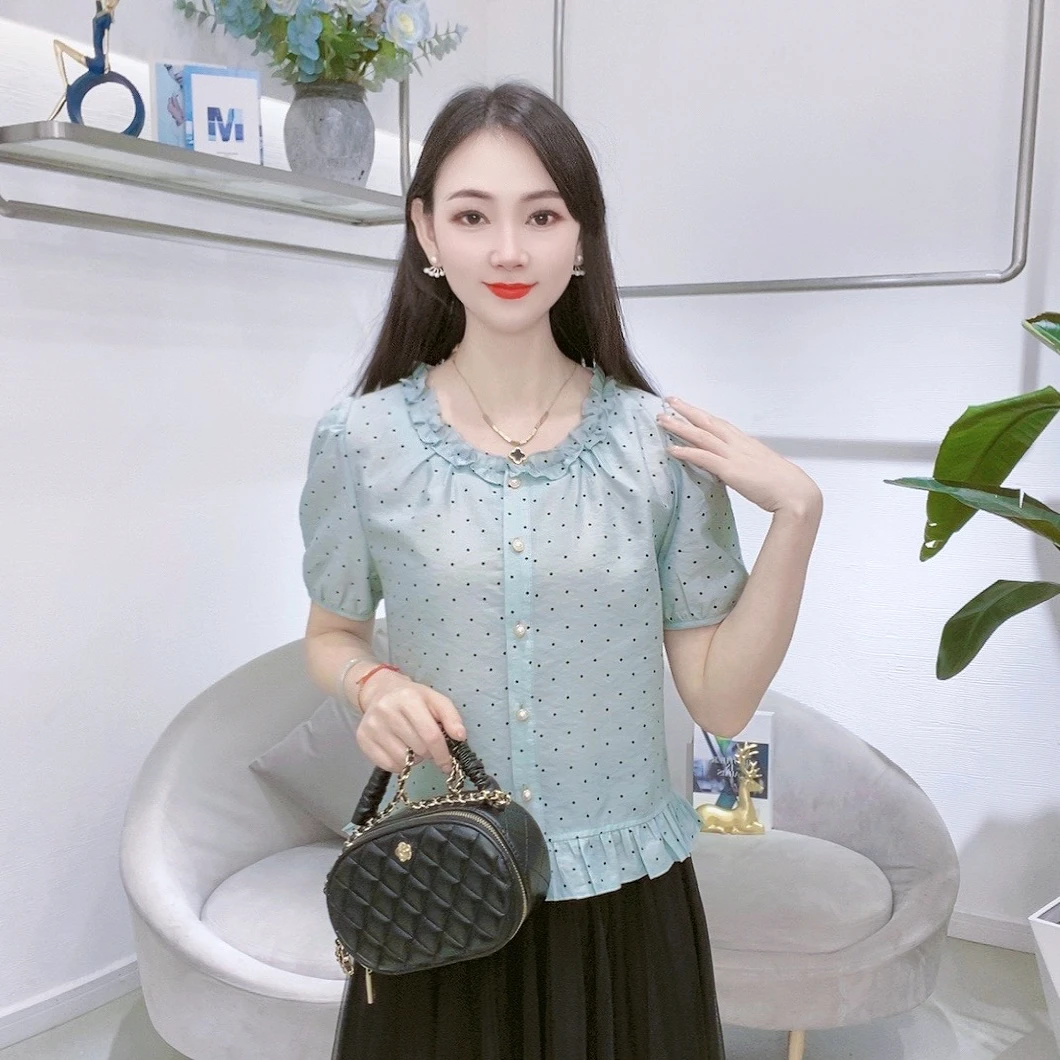 A8357夏季新款法式短袖衬衫洋气遮肉显瘦减龄上衣