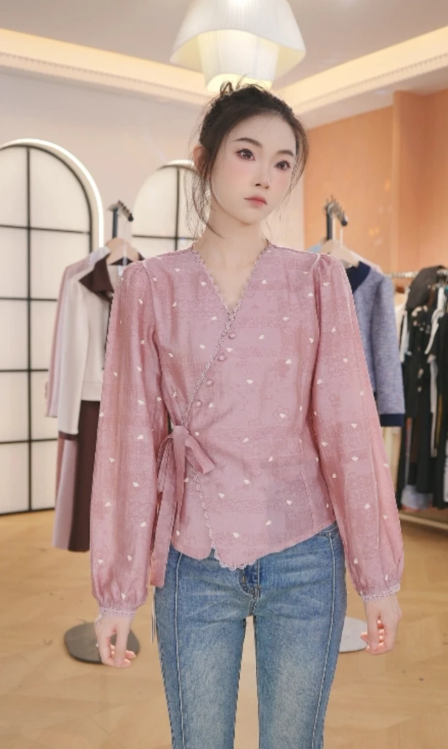 F秋季新款韩版时尚百搭显瘦长袖衬衫女设计感小众上衣