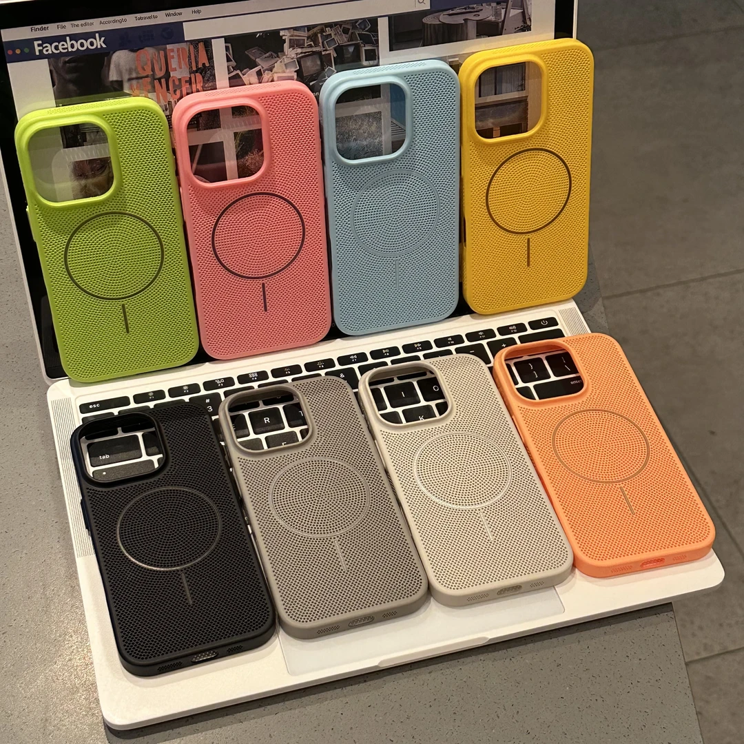 欧克里里磁吸细圈散热透气防摔壳适用苹果16Pro手机壳华为小米15