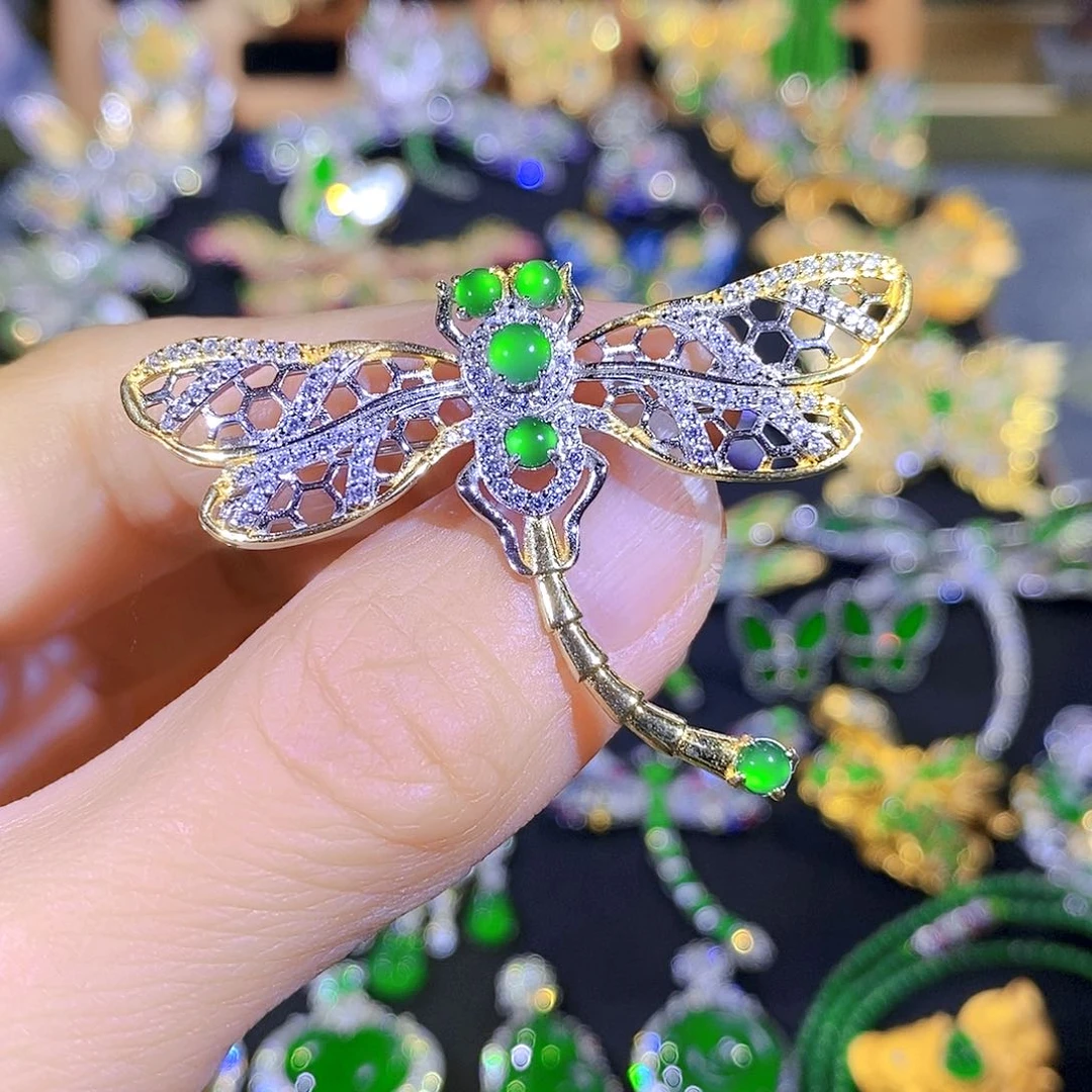 吊坠(不含链)银S925镶嵌翡翠