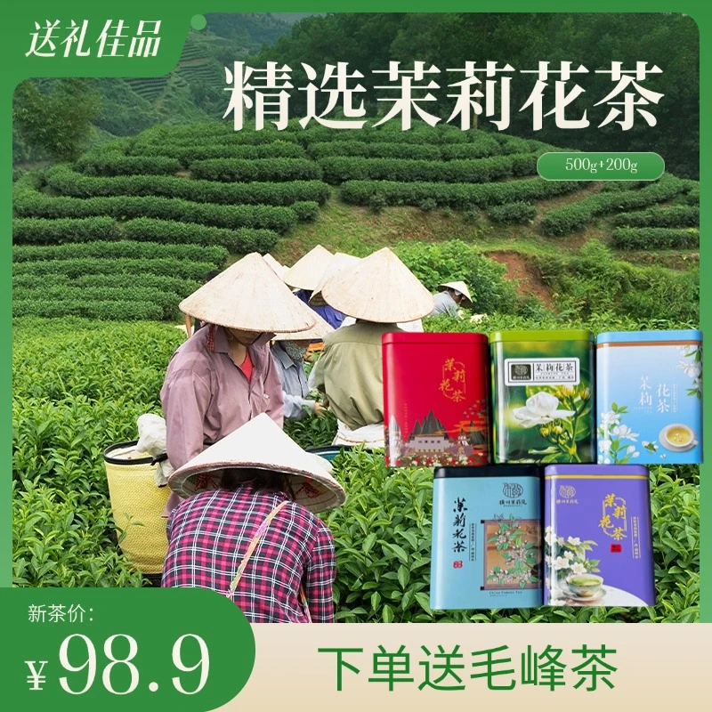 【茉莉飘雪】500g茉莉花茶 传统经典茶香浓郁工艺送毛峰200g