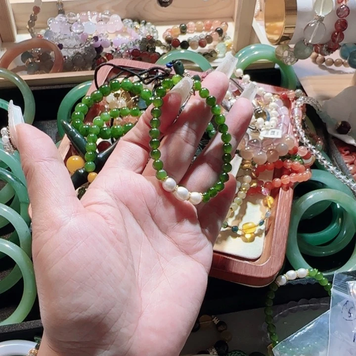 和田玉（碧玉）手链未镶嵌冰***い