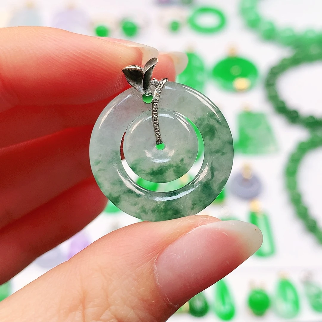 吊坠(不含链)18K金镶嵌翡翠