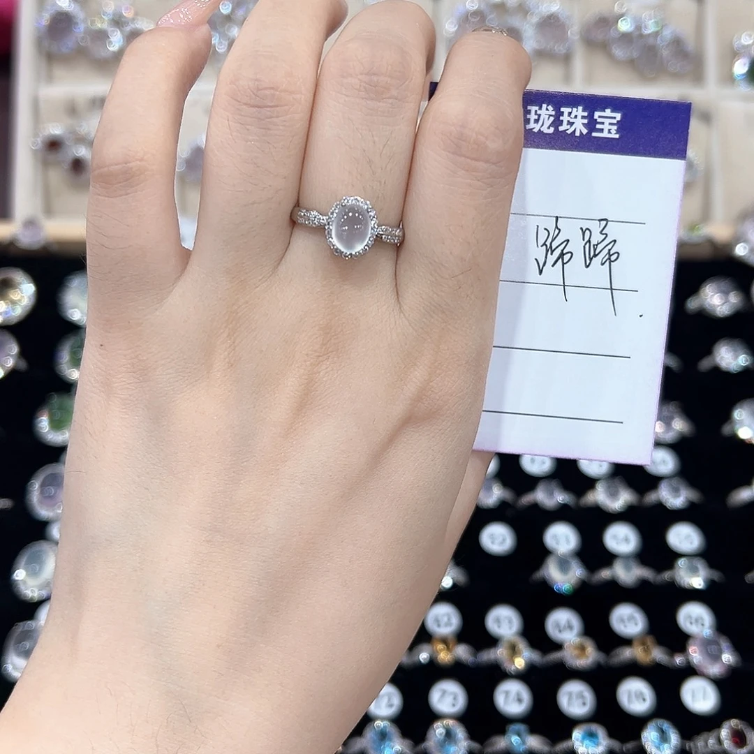 蹄***蹄银S925镶嵌戒指芙蓉石
