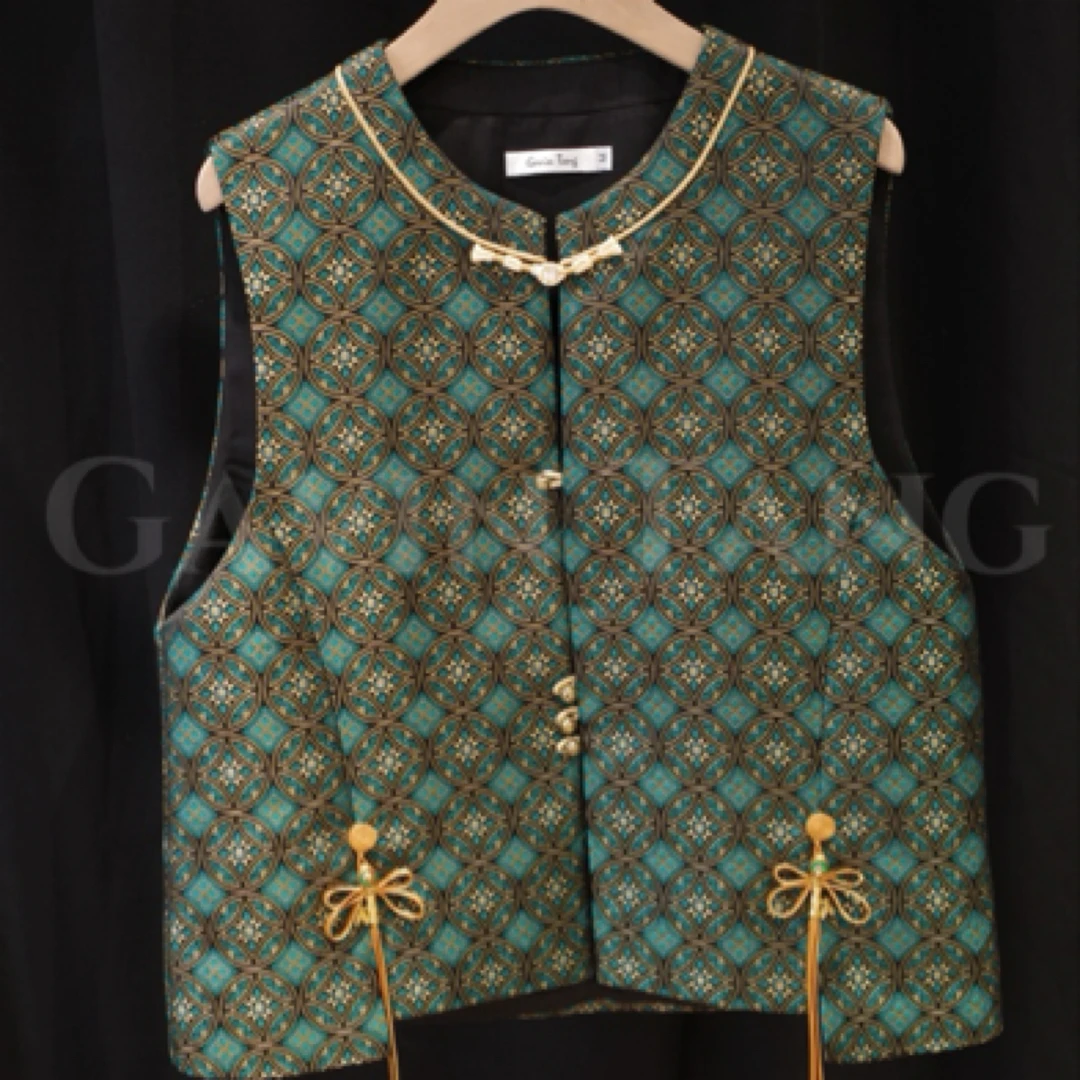 非遗壮锦｜墨绿马甲