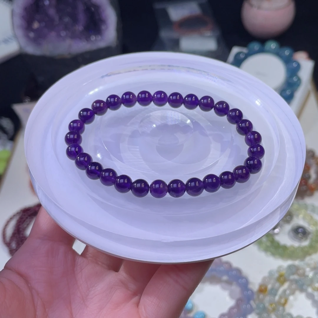 未镶嵌手链水晶浓郁乌拉圭紫水晶6+