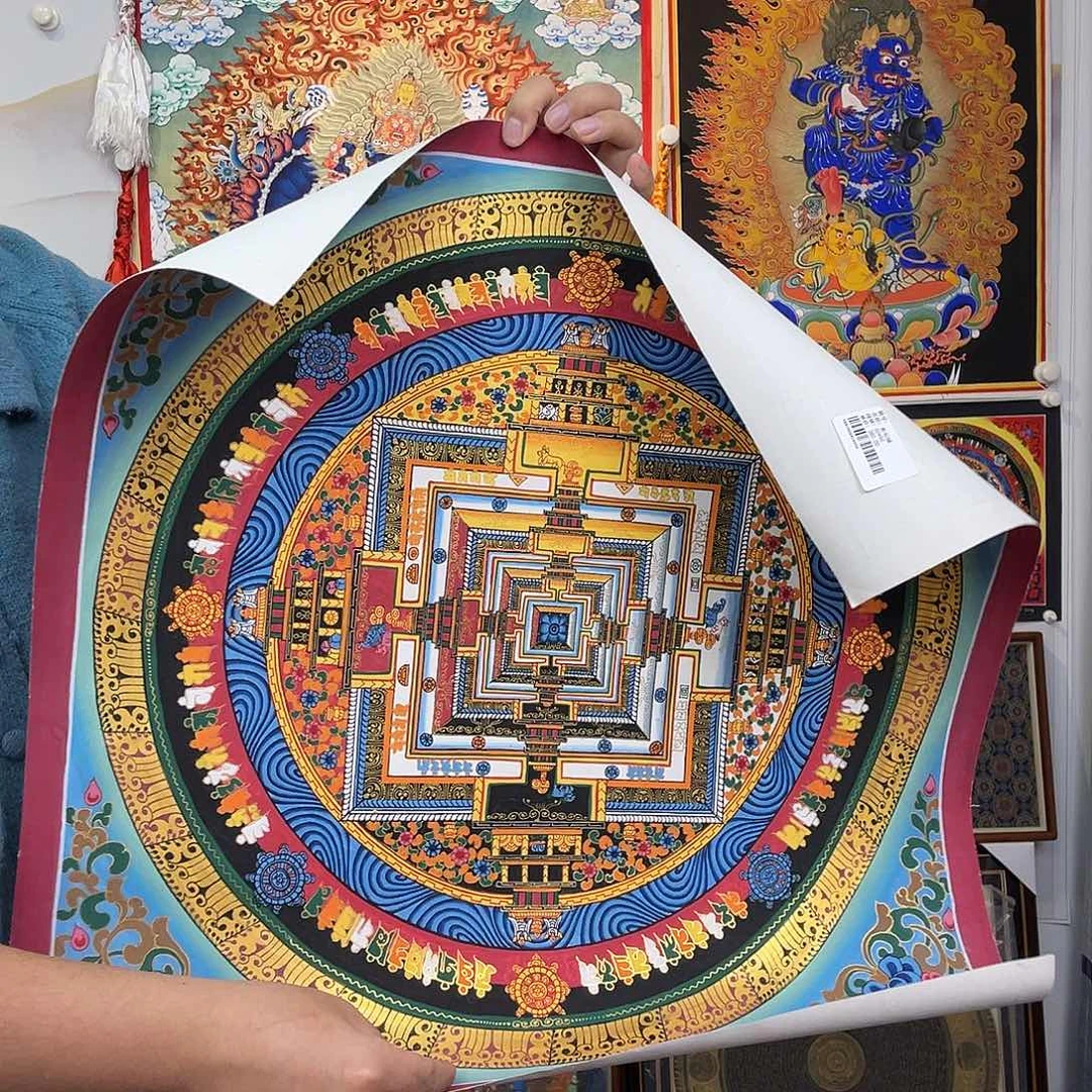 装裱画纯手绘唐卡50厘米左右坛城