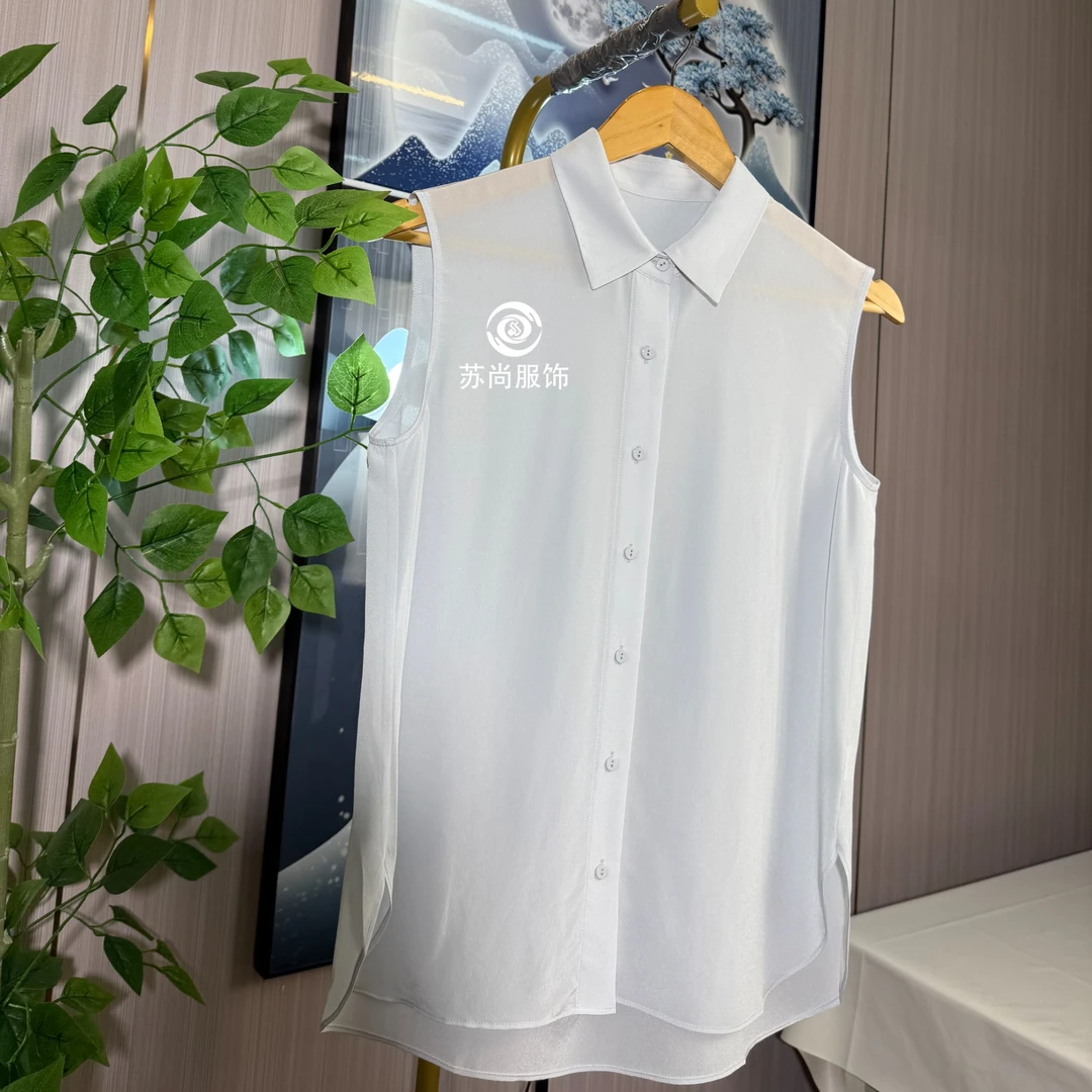 品质真丝桑蚕丝百搭无袖衬衣不易皱