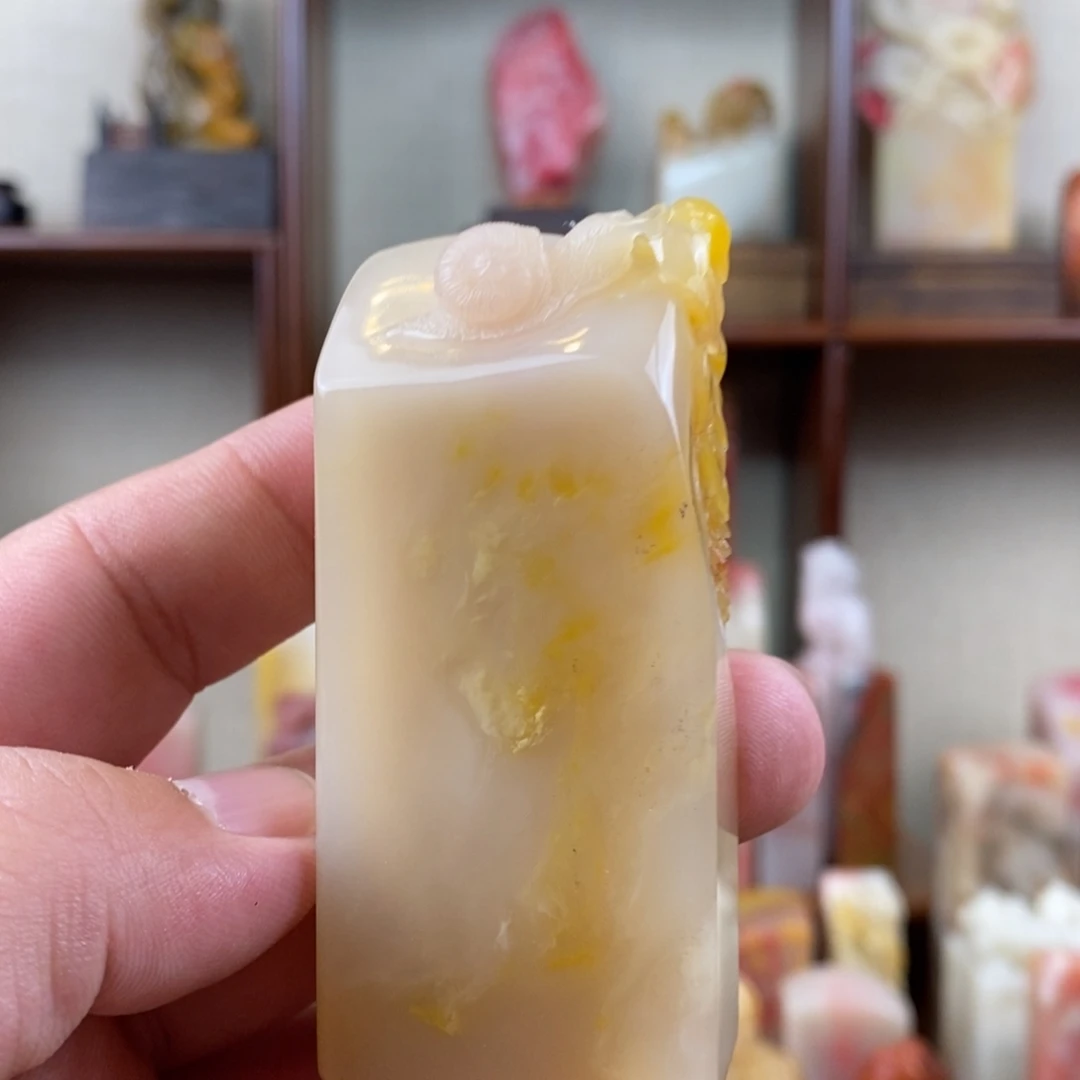 印石巴林石巴林石手工雕钮章