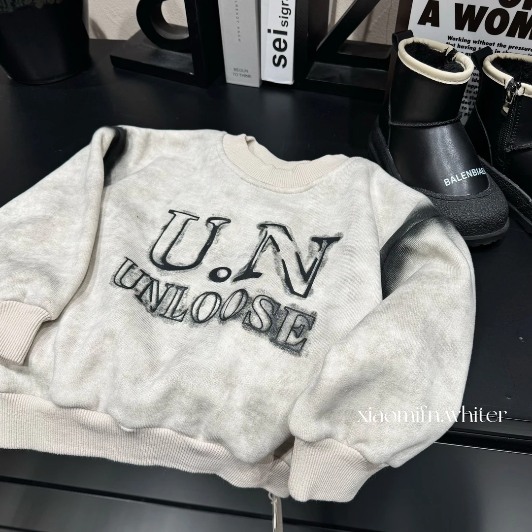 【现货】拼接韩版男童2024秋冬新款印花洋气儿童卫衣痞帅童装M8057