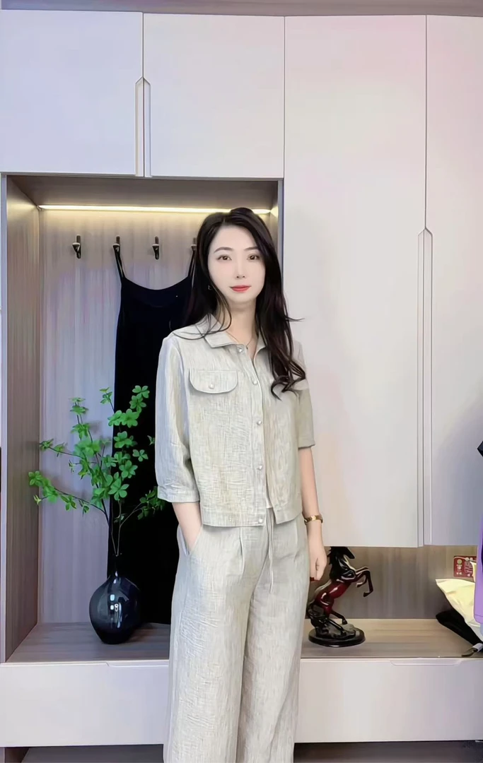 新款爆款麻棉套装显瘦气质洋气时尚休闲宽松韩版减龄