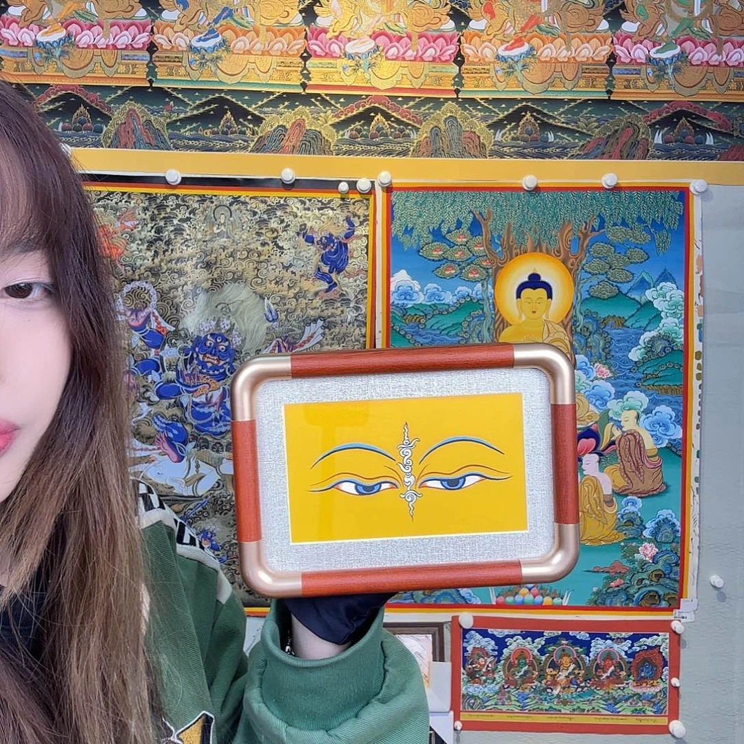 卷轴画纯手绘唐卡文殊般若法眼15✖️21厘米左右