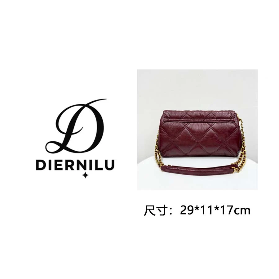 港式复古酒红色单肩斜挎包-66606