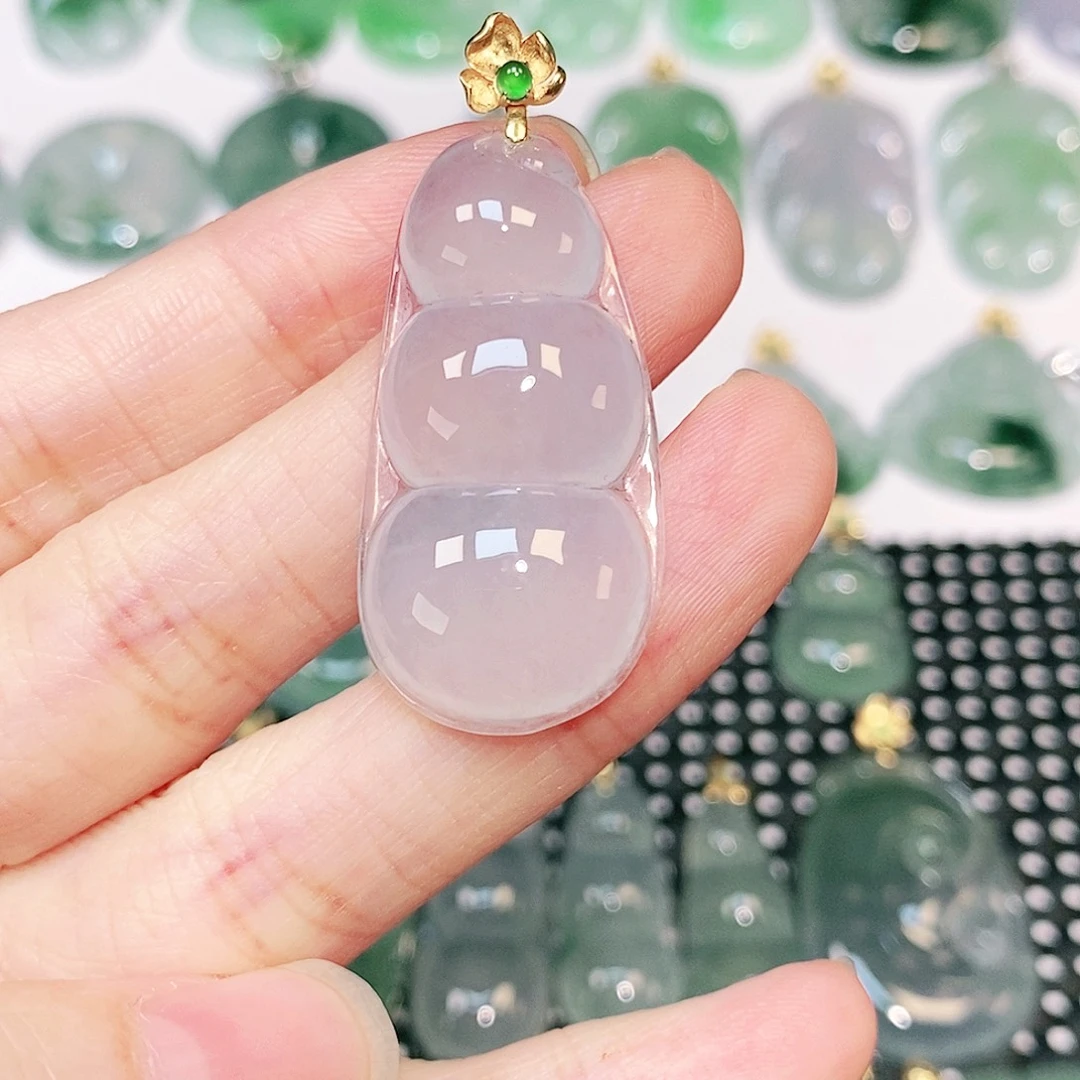 吊坠(不含链)18K金镶嵌翡翠
