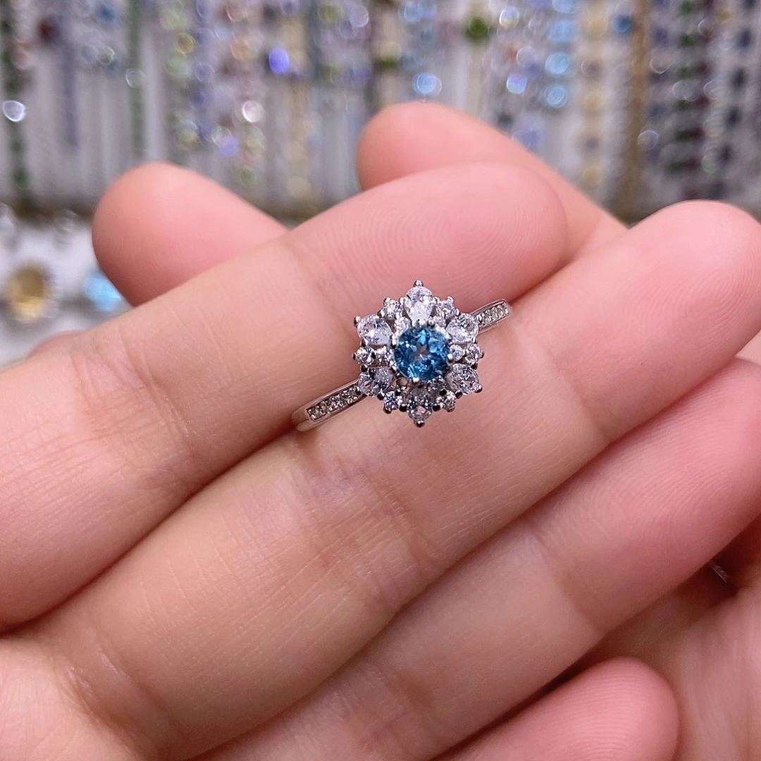 戒指托帕石银S925镶嵌