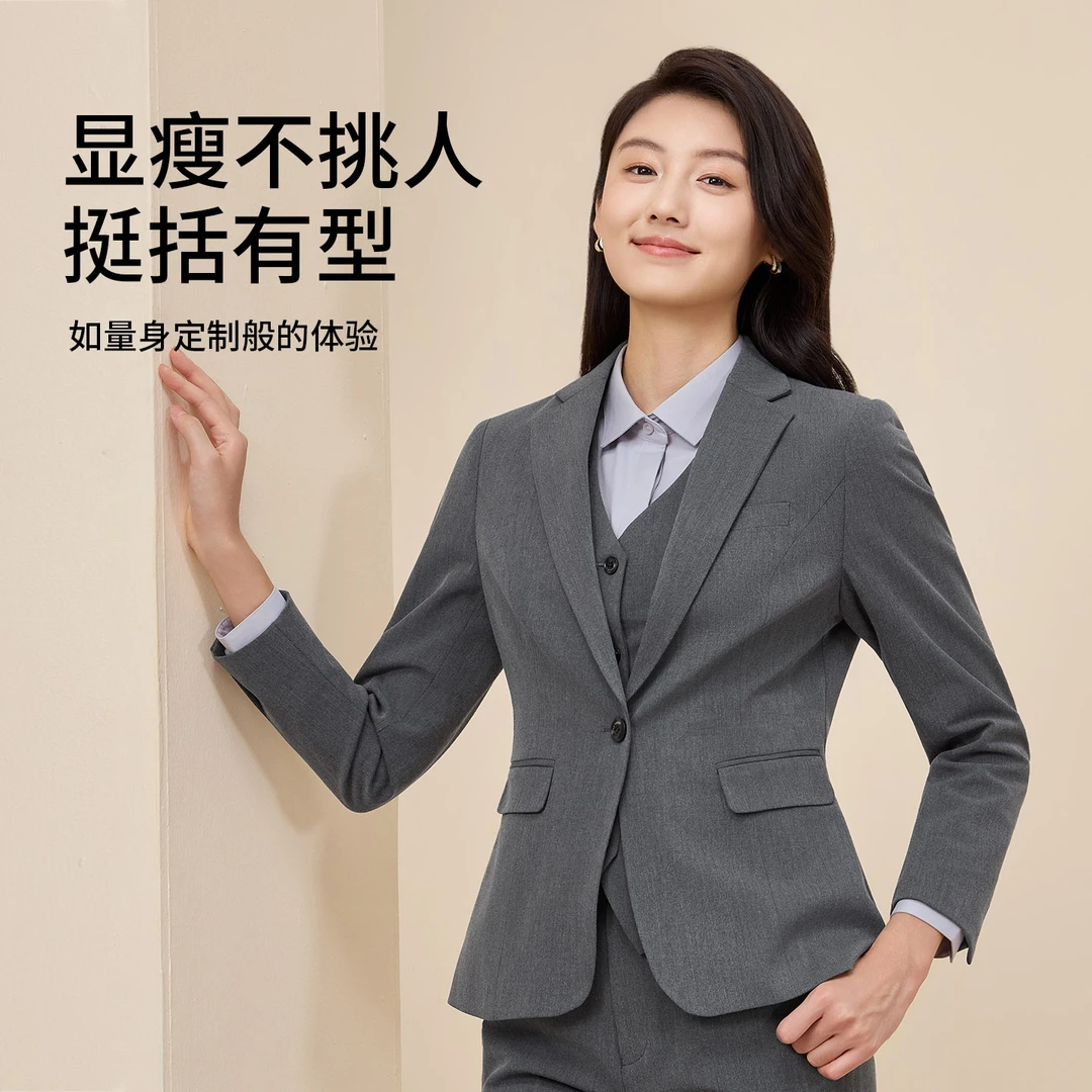 西装套装女职业通勤正装商务休闲灰色一扣西服韩版修身秋季新款
