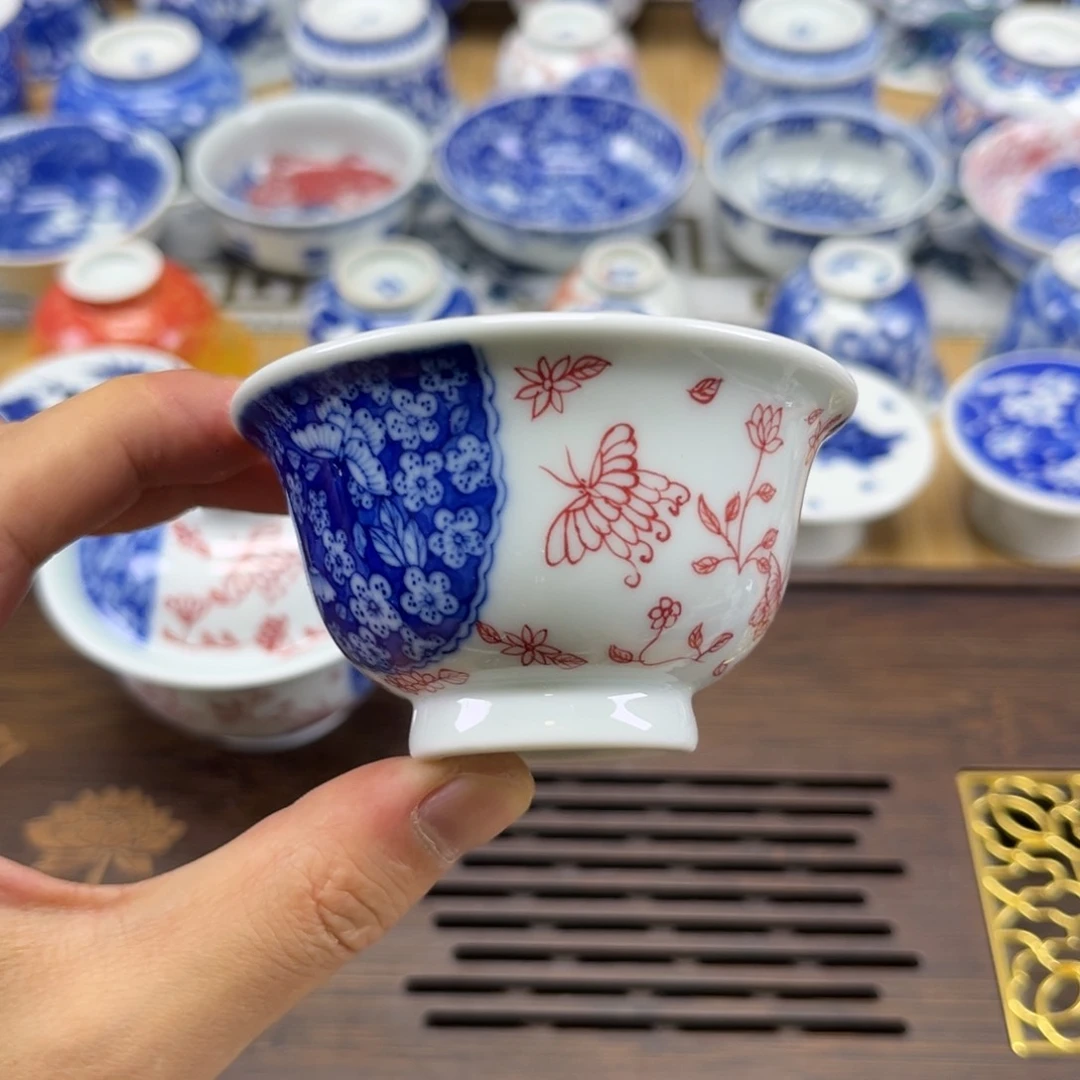 手绘蝶恋花压手杯