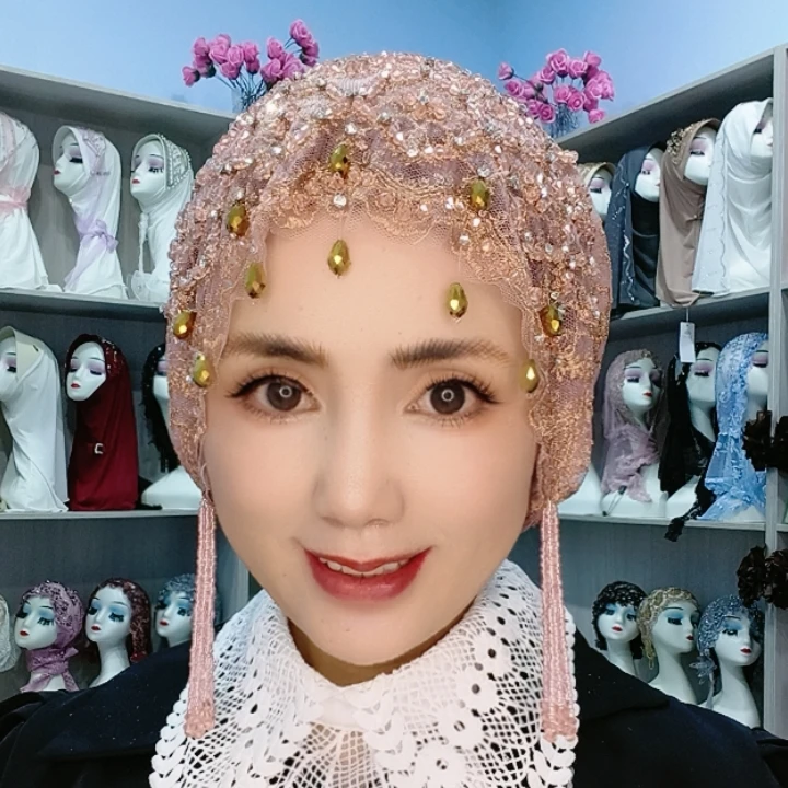 小玲玲方块流苏帽双层