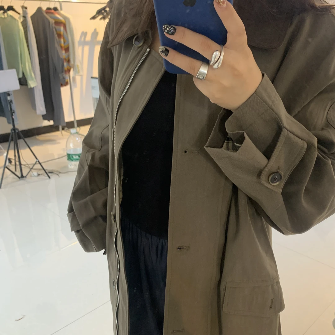 女士中长款翻领风衣休闲气质通勤百搭时尚外套