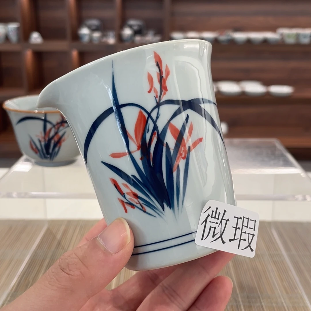 釉下手绘茶具微瑕