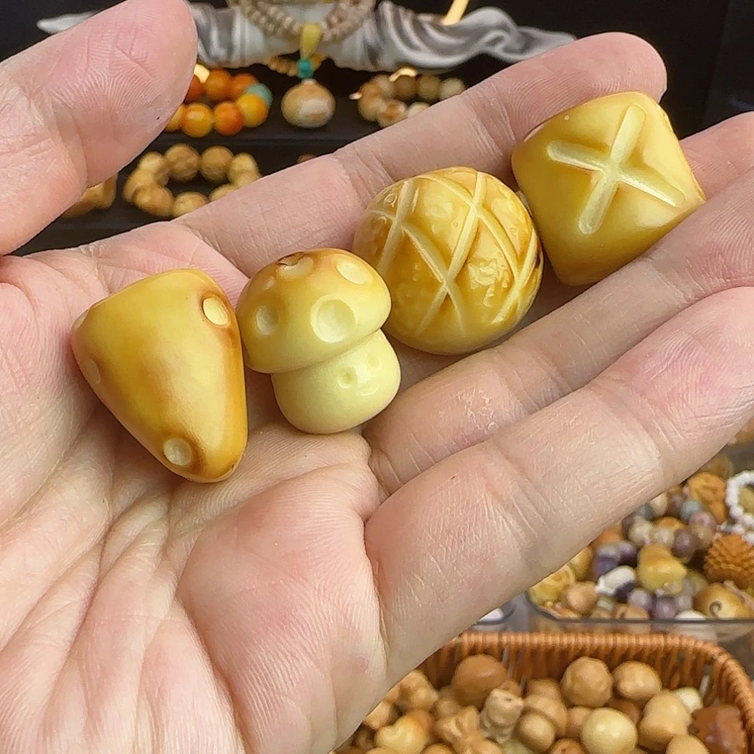 菩提根/象牙果吊坠瑕疵炭烤4颗混组合4