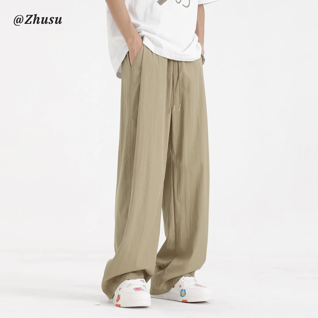 夏季休闲裤子男大码宽松阔腿裤2025新款直筒运动裤薄款慵懒山本裤