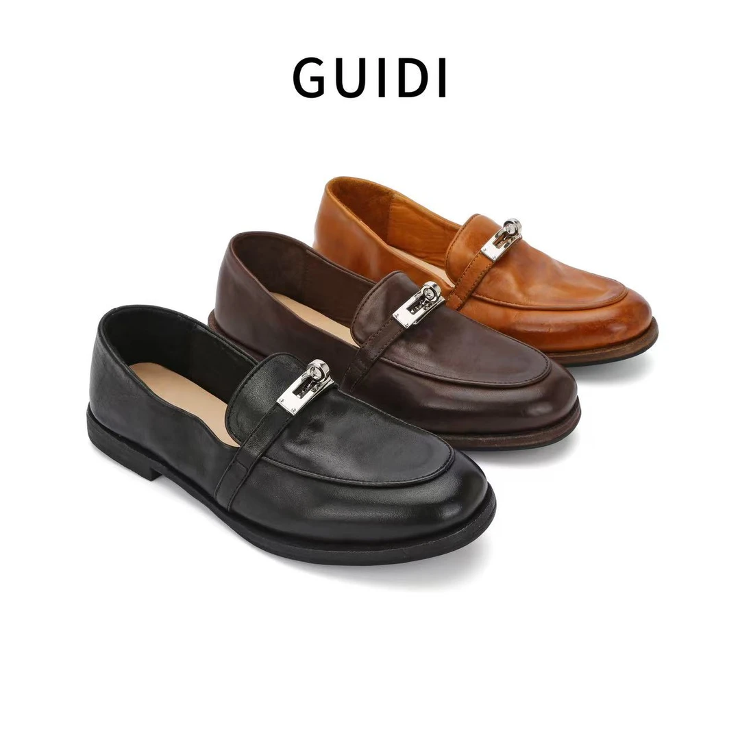 复古马皮马衔扣乐福鞋舒适时尚女鞋百搭复古真皮平底单鞋*0622-H1