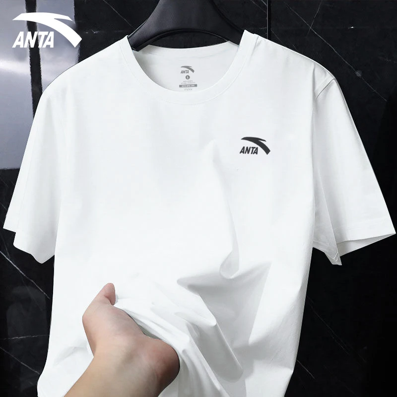 安踏棉质短袖T恤男士秋季新款t体恤宽松半袖刺绣logo休闲百搭上衣