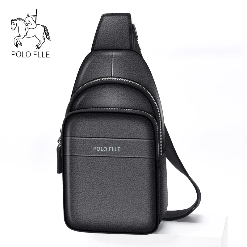 保罗真皮胸包男休闲男士单肩斜挎包包头层牛皮男包韩版背包多功能