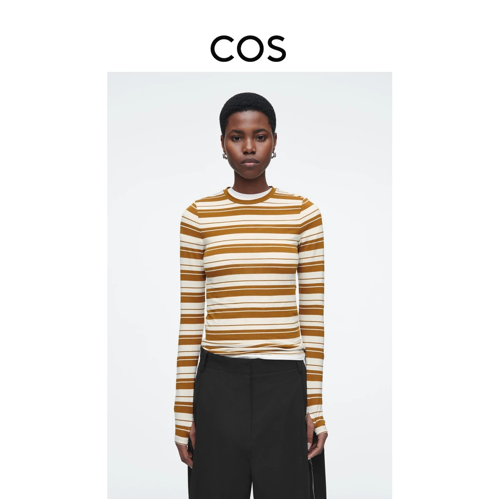 COS女装 修身版型圆领长袖指孔打底衫2025春季1028327031