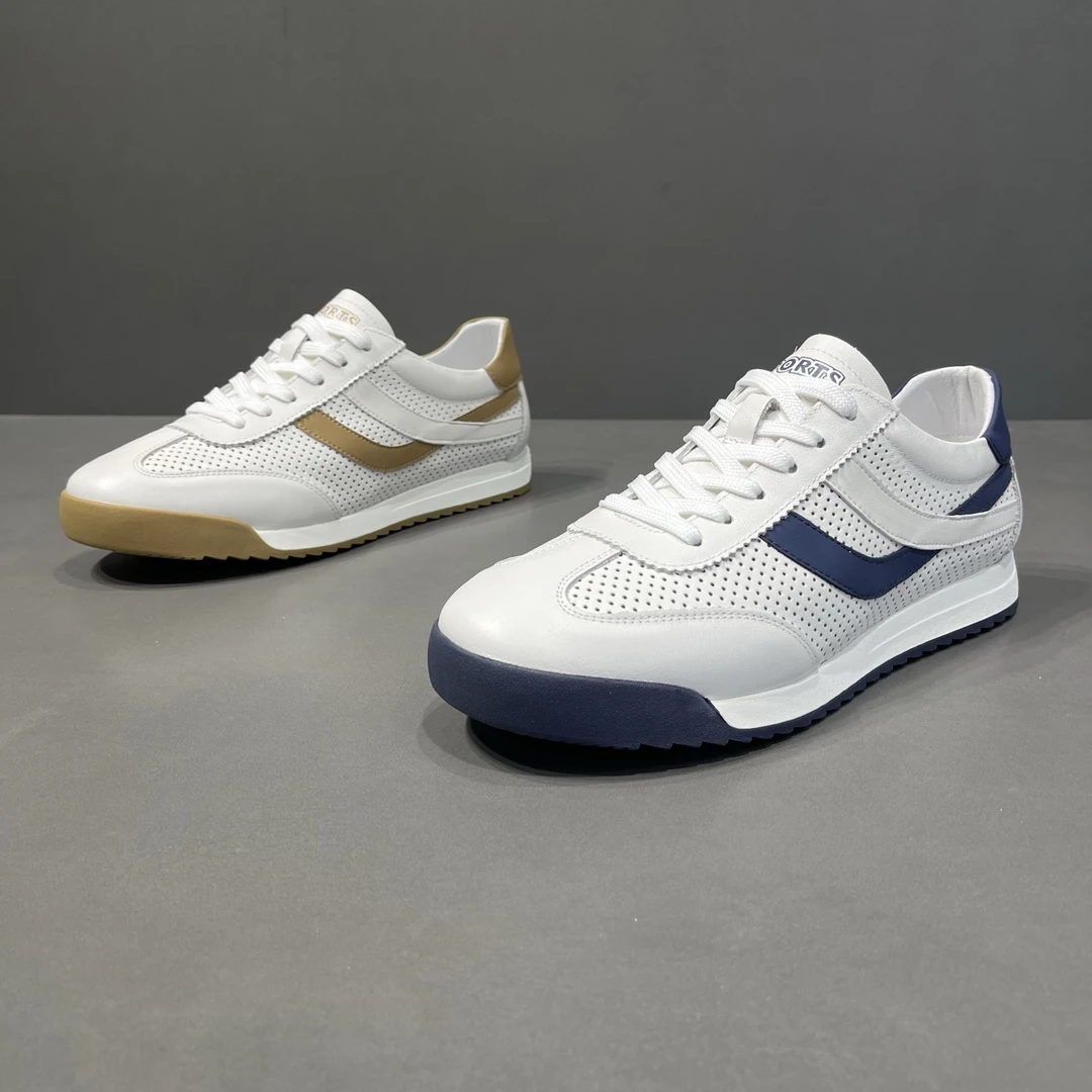 欧丽龙男鞋优质头层牛皮冲孔阿甘鞋单层牛皮透气潮鞋真皮休闲鞋