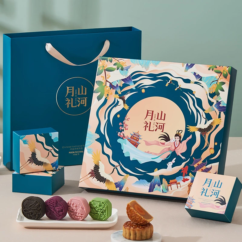 润之禧山河月礼国潮新款广式蛋黄水果味月饼礼盒装中秋节送礼品