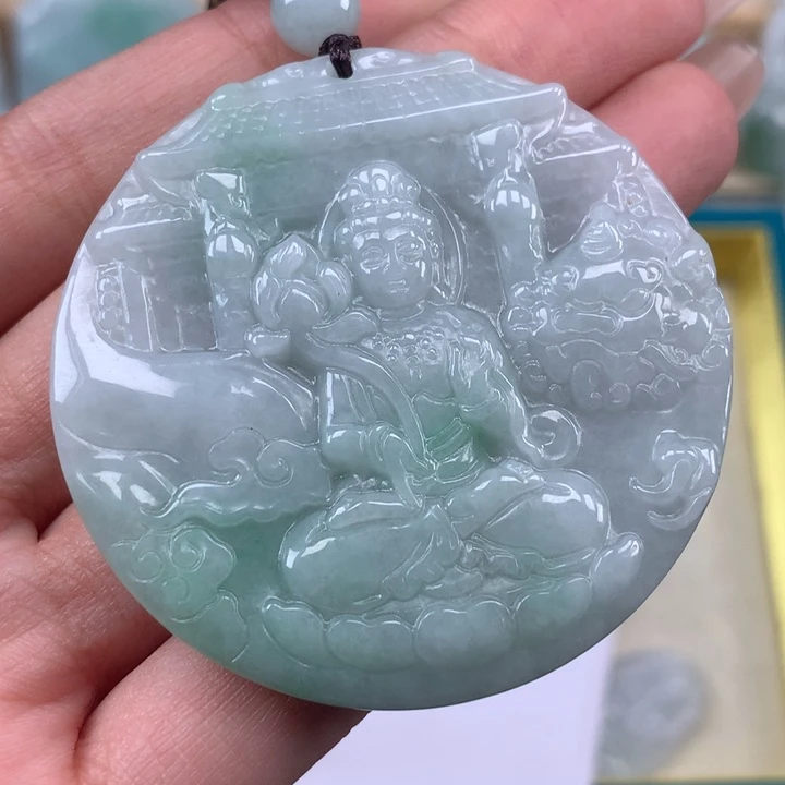 颈饰未镶嵌翡翠文殊菩萨吊坠