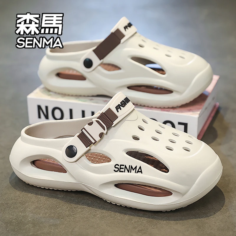 SENMA/森马包头拖鞋男冬季新款外穿百搭踩屎感洞洞鞋两用沙滩凉鞋