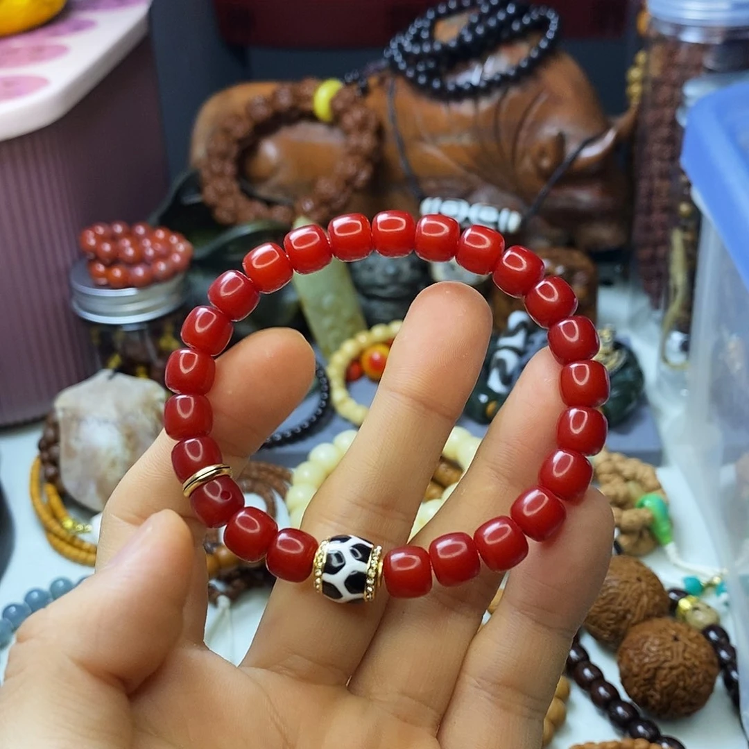 菩提根/象牙果吊坠朱砂红手串精工