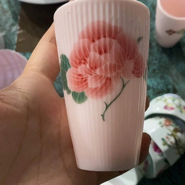 摆件红稀土高款芙蓉花闻香杯