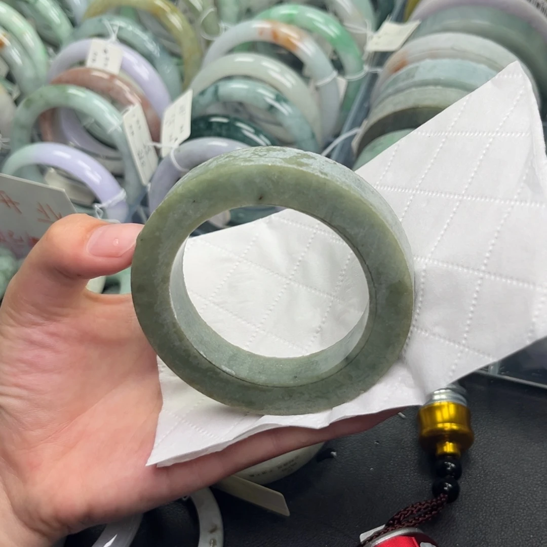 未镶嵌手镯定制翡翠浅油青53-57