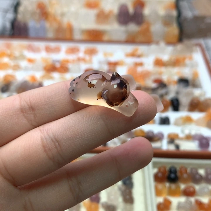 玛瑙/玉髓未镶嵌玛瑙草花趴趴猫