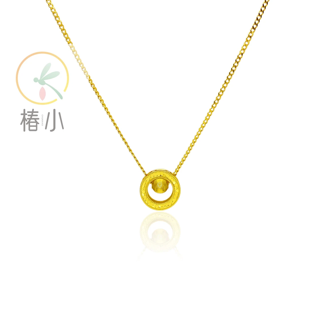 坠链均足银 999龙鳞猫眼珠圆环项链【椿小】618024