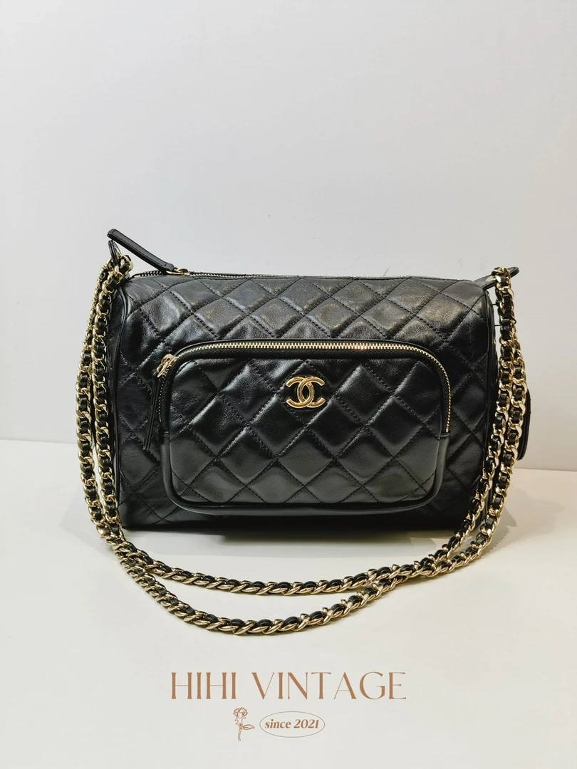 未使用 Chanel/香奈儿 黑金多口袋相机包 芯片款 二店/18081497