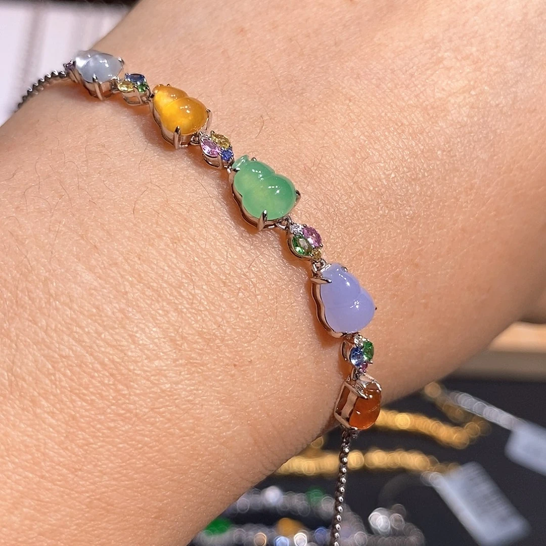 18K金镶嵌手链翡翠手链18k