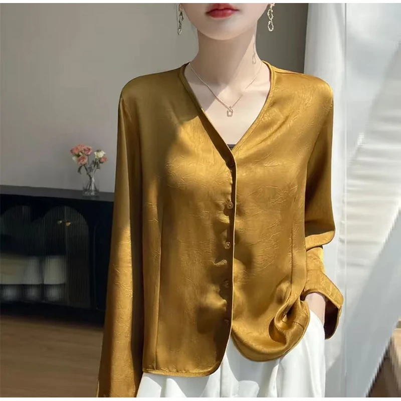 夏季清凉空调衫女宽松长袖防晒衬衫短款V领配裙子吊带上衣薄外套