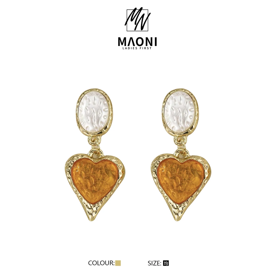 合金亚克力耳饰 毛妮peshe【爱心耳环】轻奢少女复古法式小众DX9114