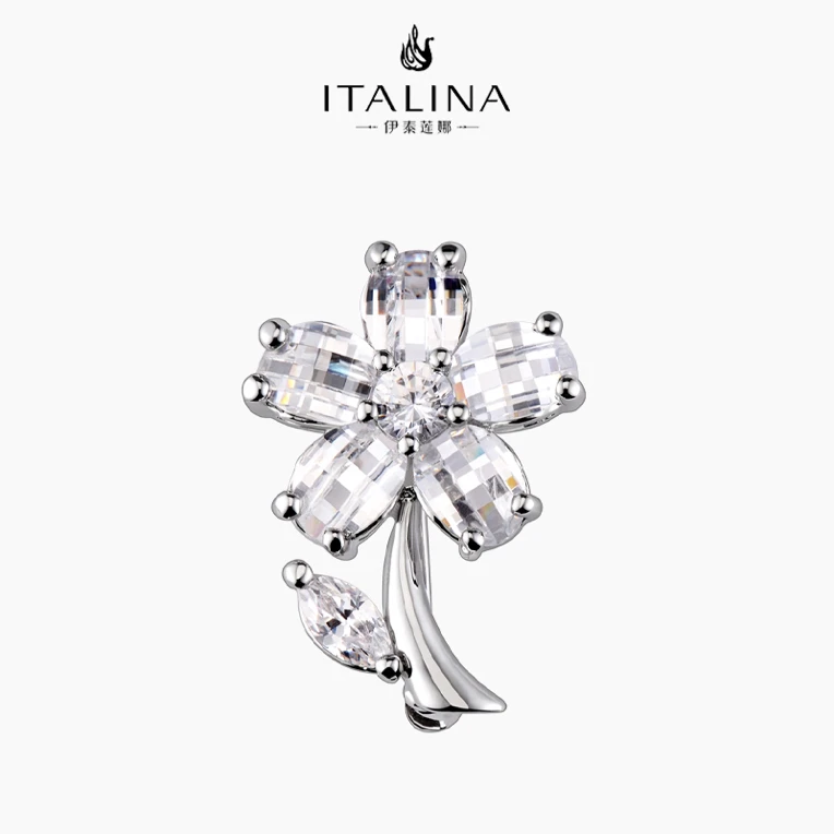 合金仿水晶胸针 伊泰莲娜italina胸针女花朵植物元素简约精致别针