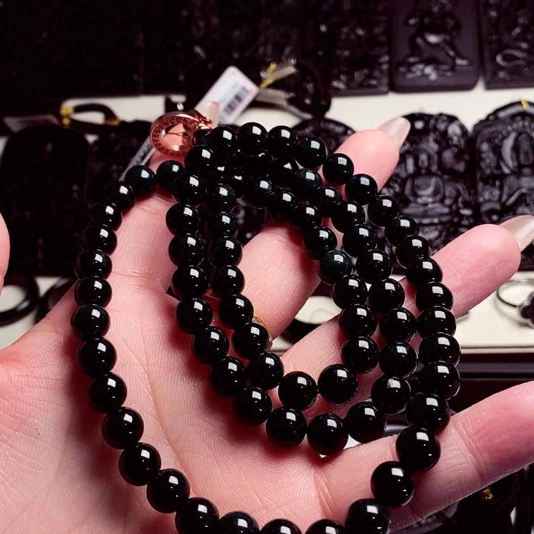 翡翠散珠天然缅料a货卡8圆珠项链209