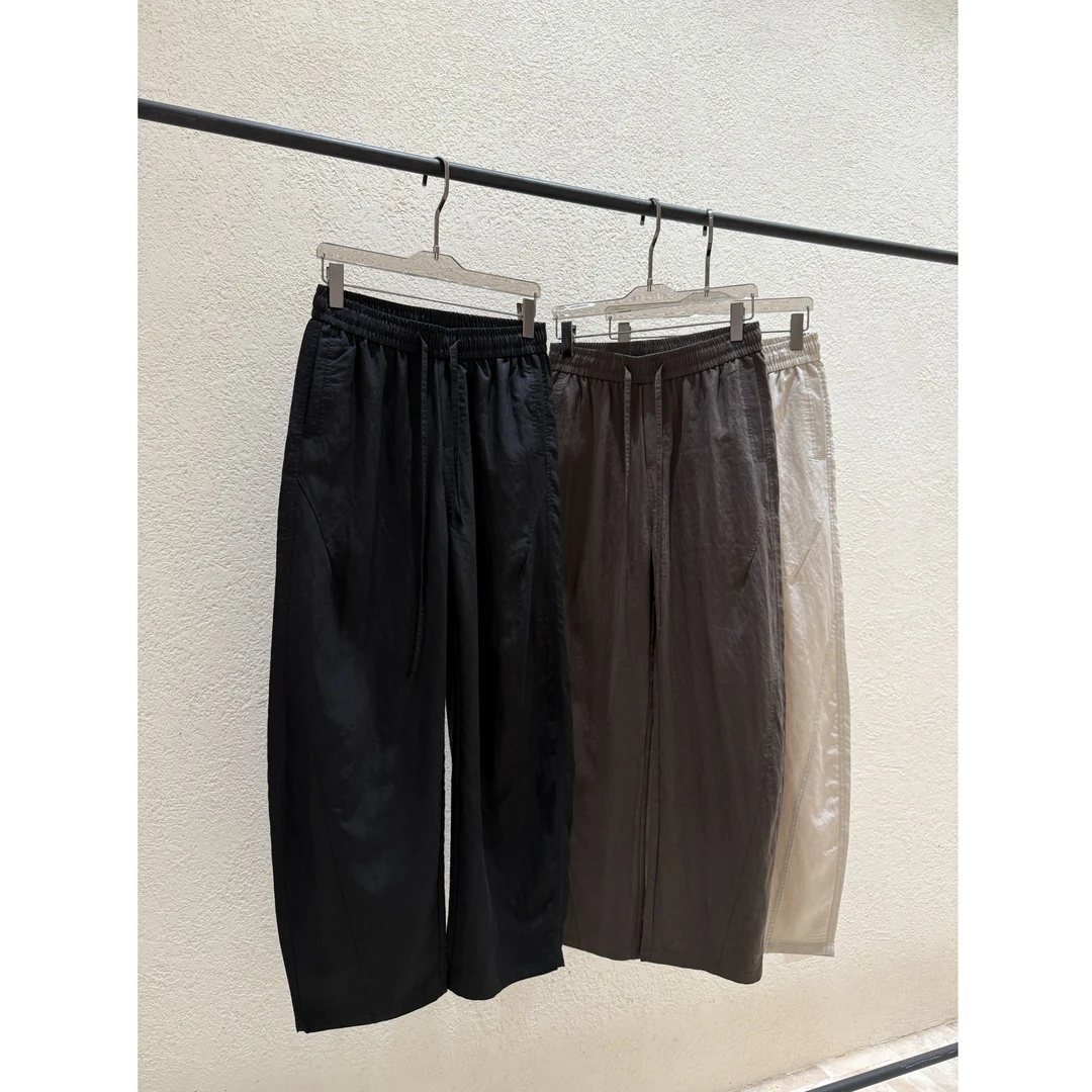 定制面料！莱赛尔超薄透气凉感阔腿弯刀裤宽松抽绳休闲长裤