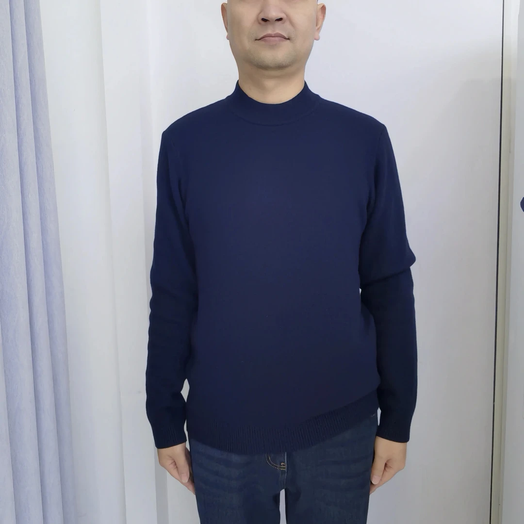 男士新款时尚洋气百搭半高领羊毛衫2590