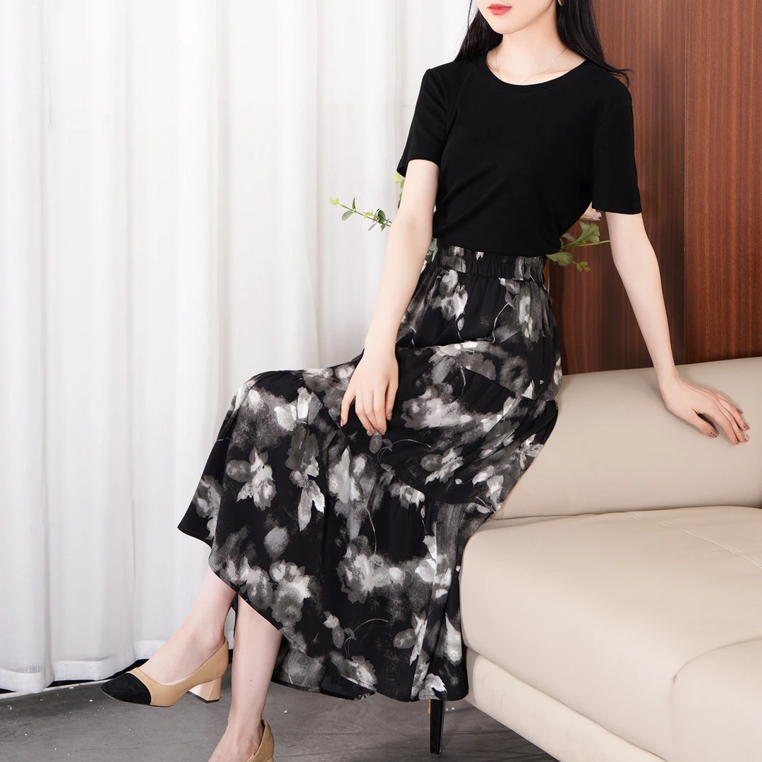 【夏季新款】设计感裙子淡雅扎染碎花半身裙套装BS3778裙长84衣长59