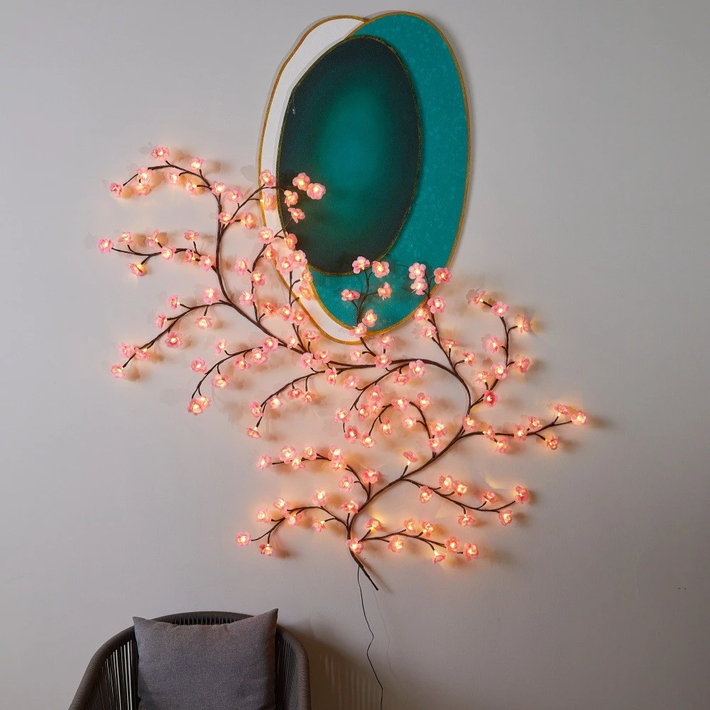 创意浪漫LED树枝灯藤条灯樱花室内背景墙面装饰造型可弯曲氛围灯