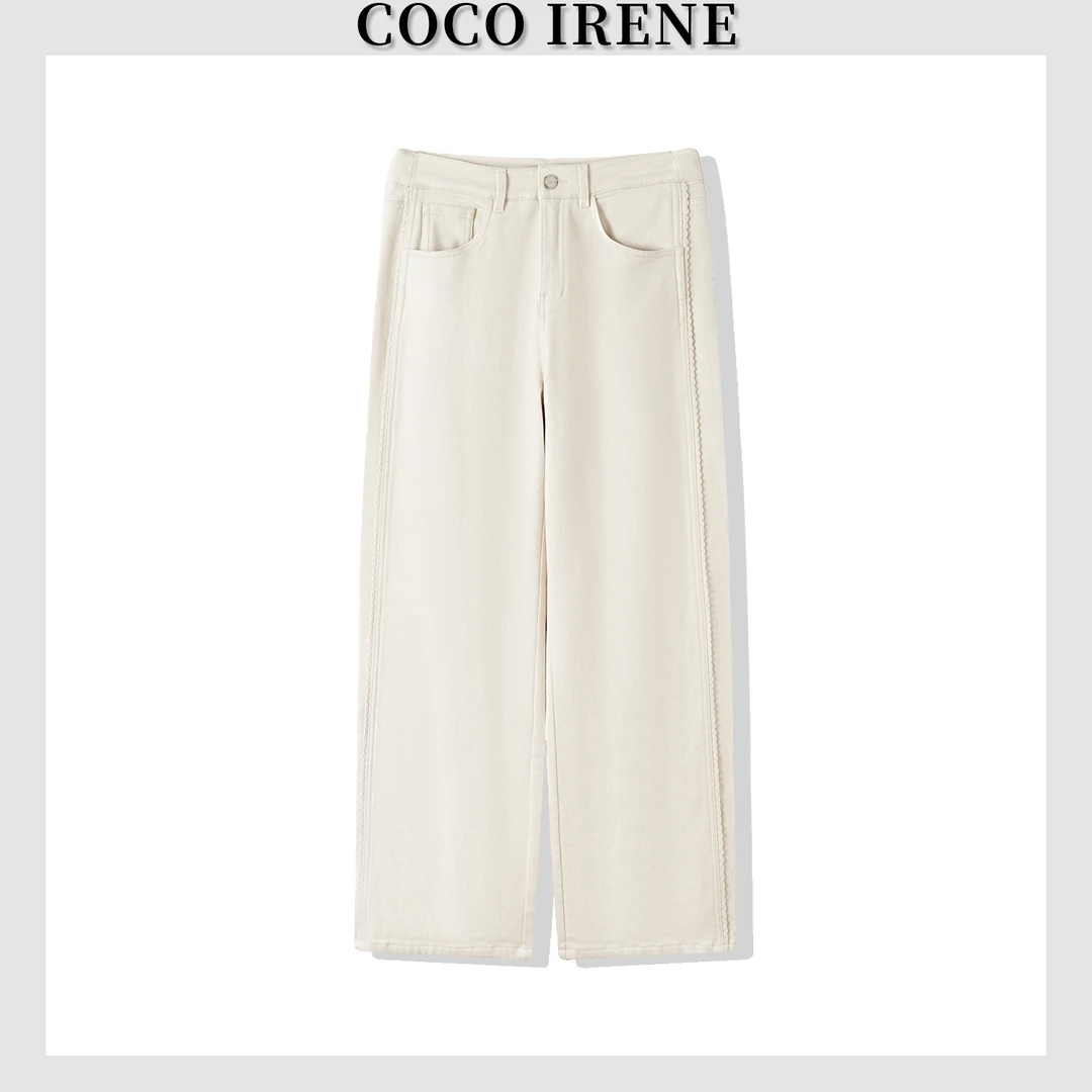 COCO IRENE【牛仔很牛】 手洗 不能机洗 直筒裤 简约混纺休闲裤